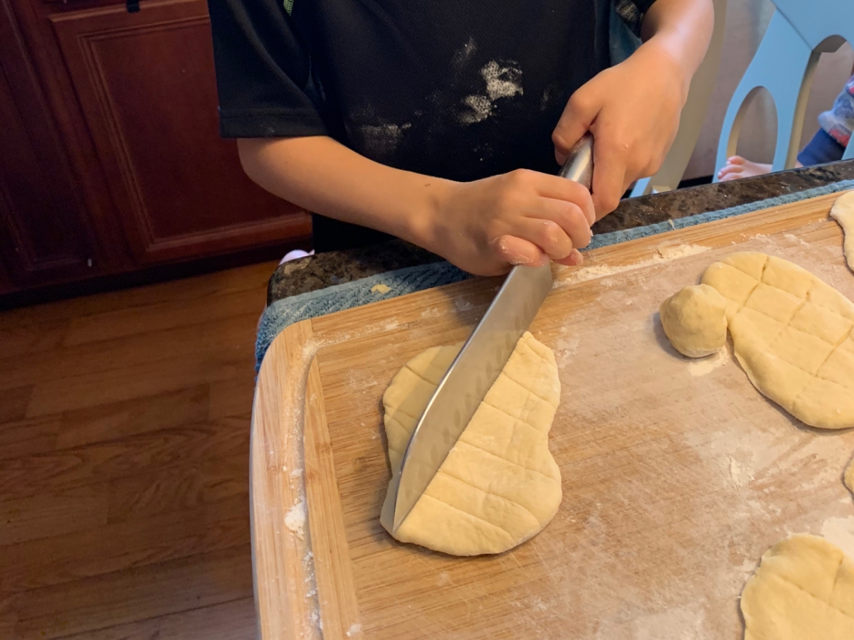 Cutting the marks into the "beaver tails"