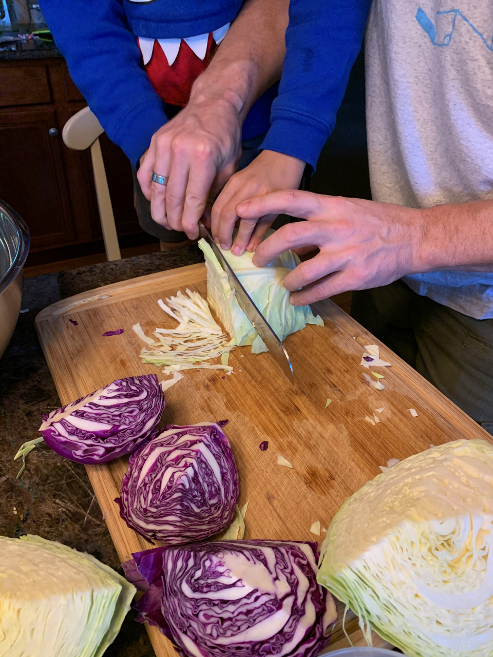 Prepping the sauerkraut